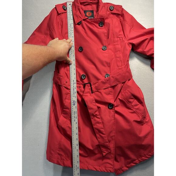 SCOTTeVEST Tec SeV Women’s M Trench Coat Double Breasted Belted Red Travel - Picture 4 of 5